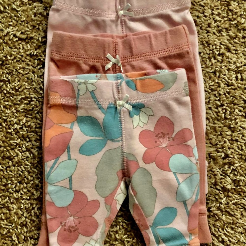 3 Pairs Carter’s Baby Girls’ Leggings, Newborn